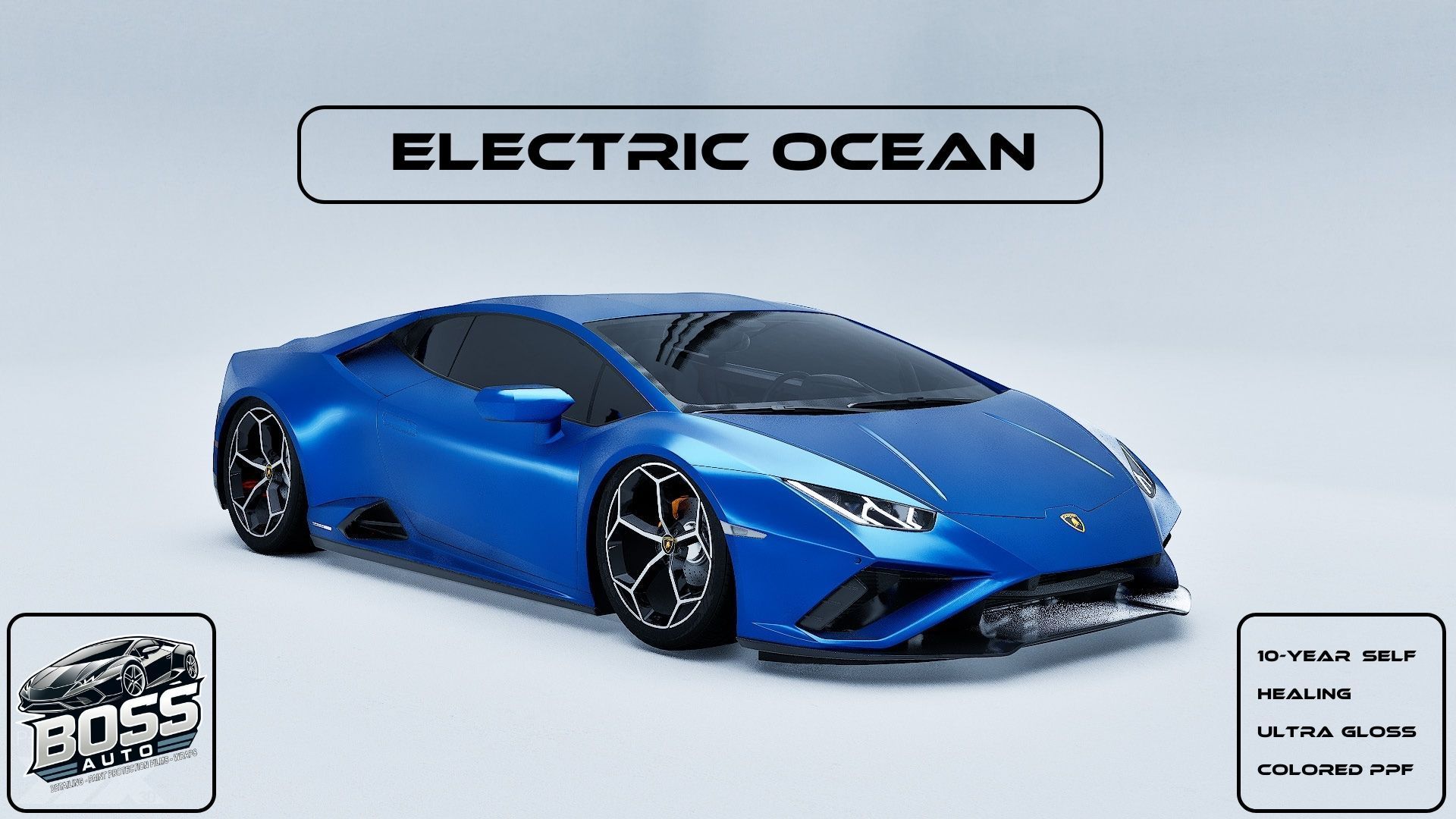 A blue lamborghini huracan is sitting on a white surface.