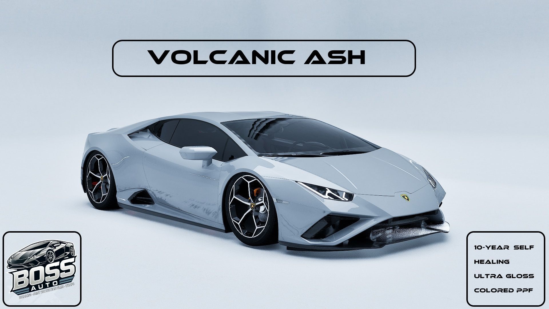 A white lamborghini huracan is sitting on a white surface.