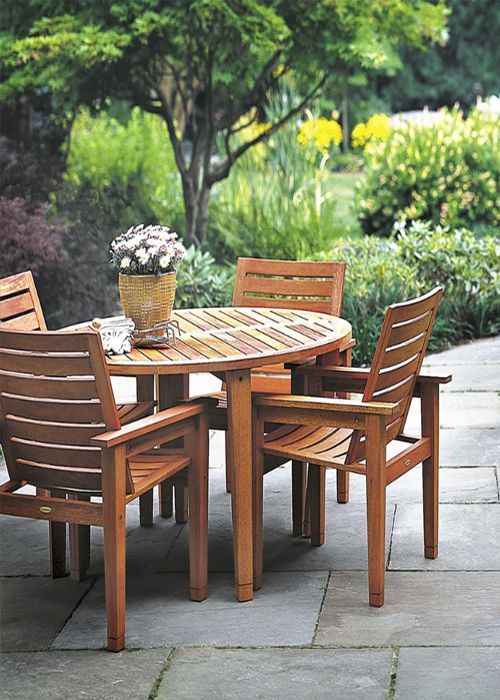 Wooden Table and Chairs in Garden — Gardena, CA — Teak Healers LLC 