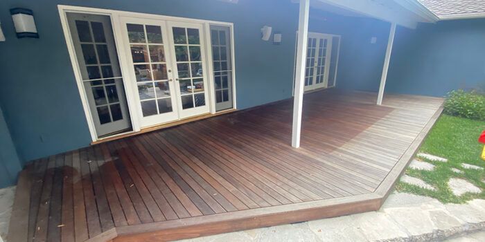 Before Wooden Deck with Sliding Door — Gardena, CA — Teak Healers LLC