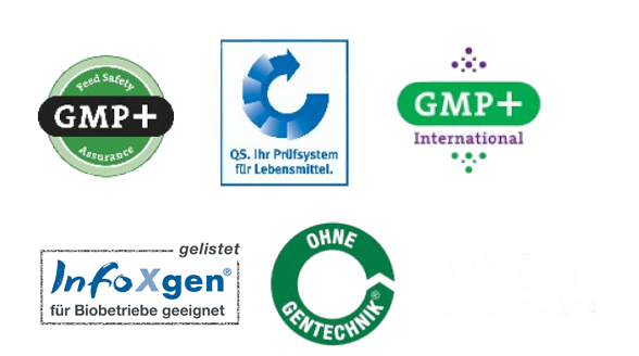 Zertifizierungen, GMP+, QS, AgraVet, Infoxgen, FiBL