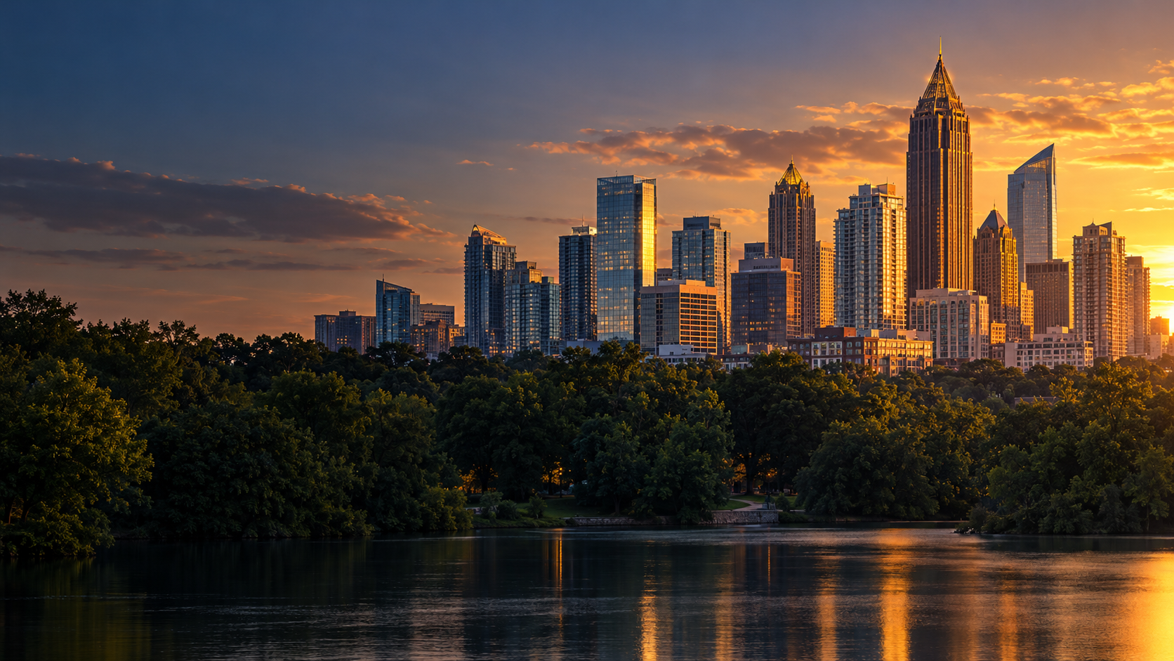 Atlanta skyline at sunset