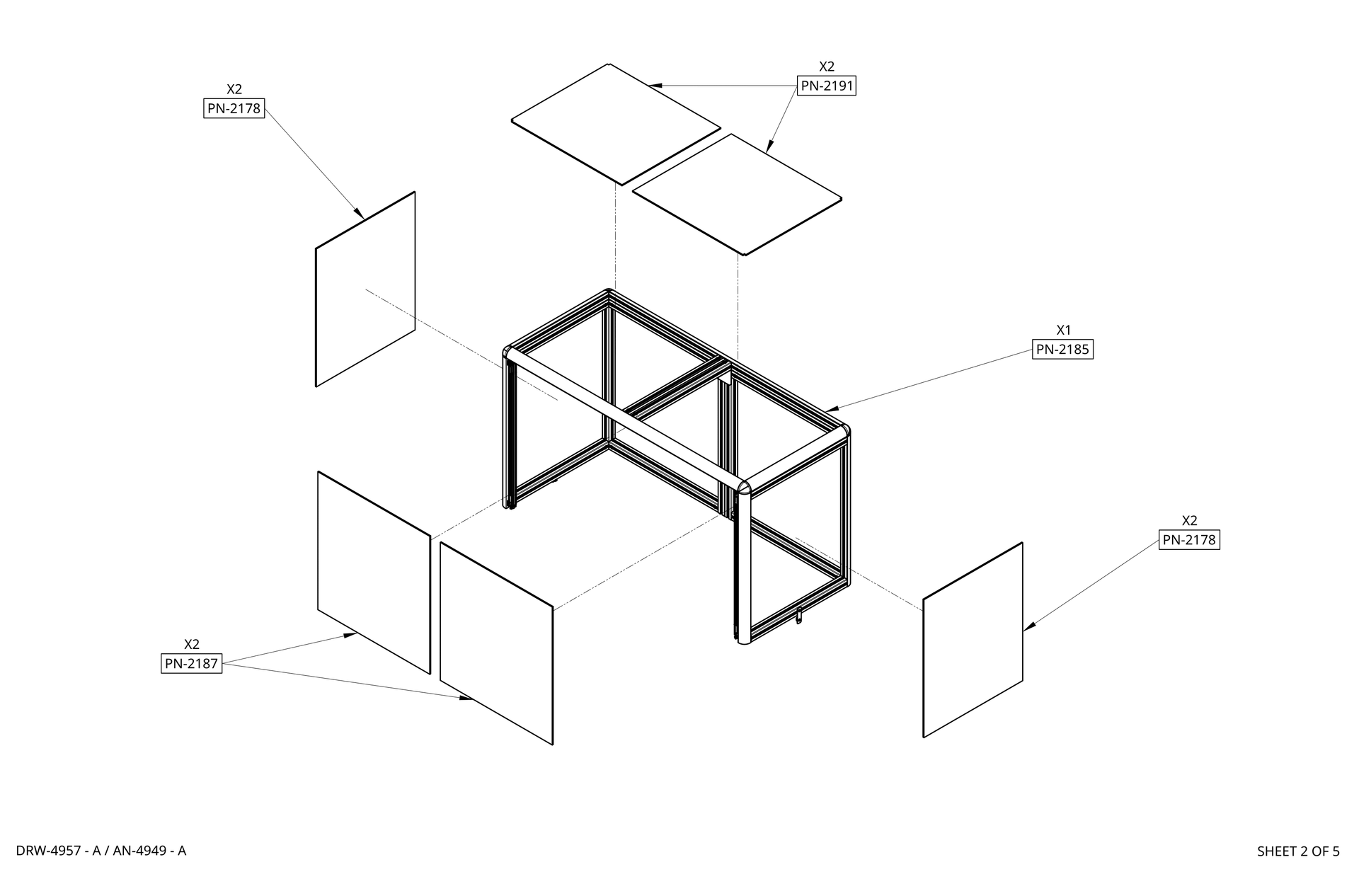 Gray metal frame desk or workstation with two open shelves, shown in a 3D render. rothgreaves coil winder parts