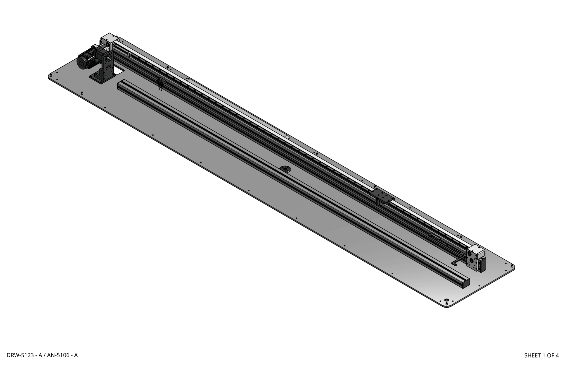 Long metal linear track or rail mounted diagonally on a white background rothgreaves coil winder parts