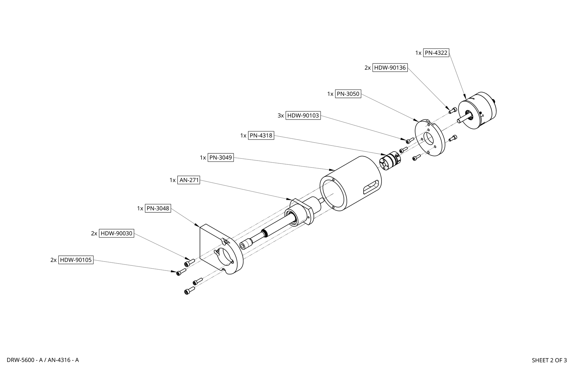 3D rendering of a gray and black motor or actuator with a metal shaft on a white background rothgreaves coil winder parts