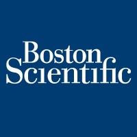Boston Scientific logo in white on a dark blue background
