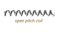Open-pitch coil spring with label text “open pitch coil”