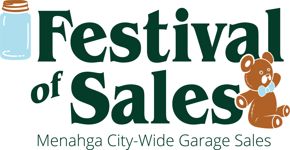 Logo for Menahga City-Wide Garage Sales featuring the words 