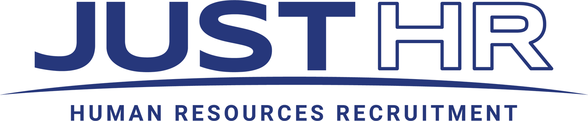 JUST HR logo with blue text and tagline