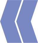 Two blue angled chevrons on a white background