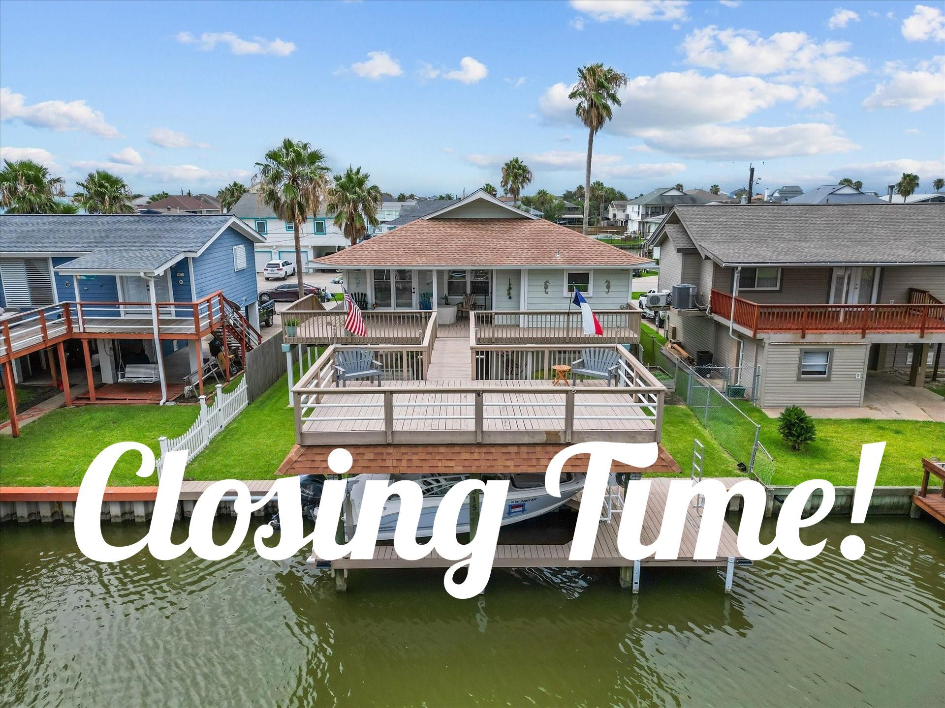 House with waterfront dock, 