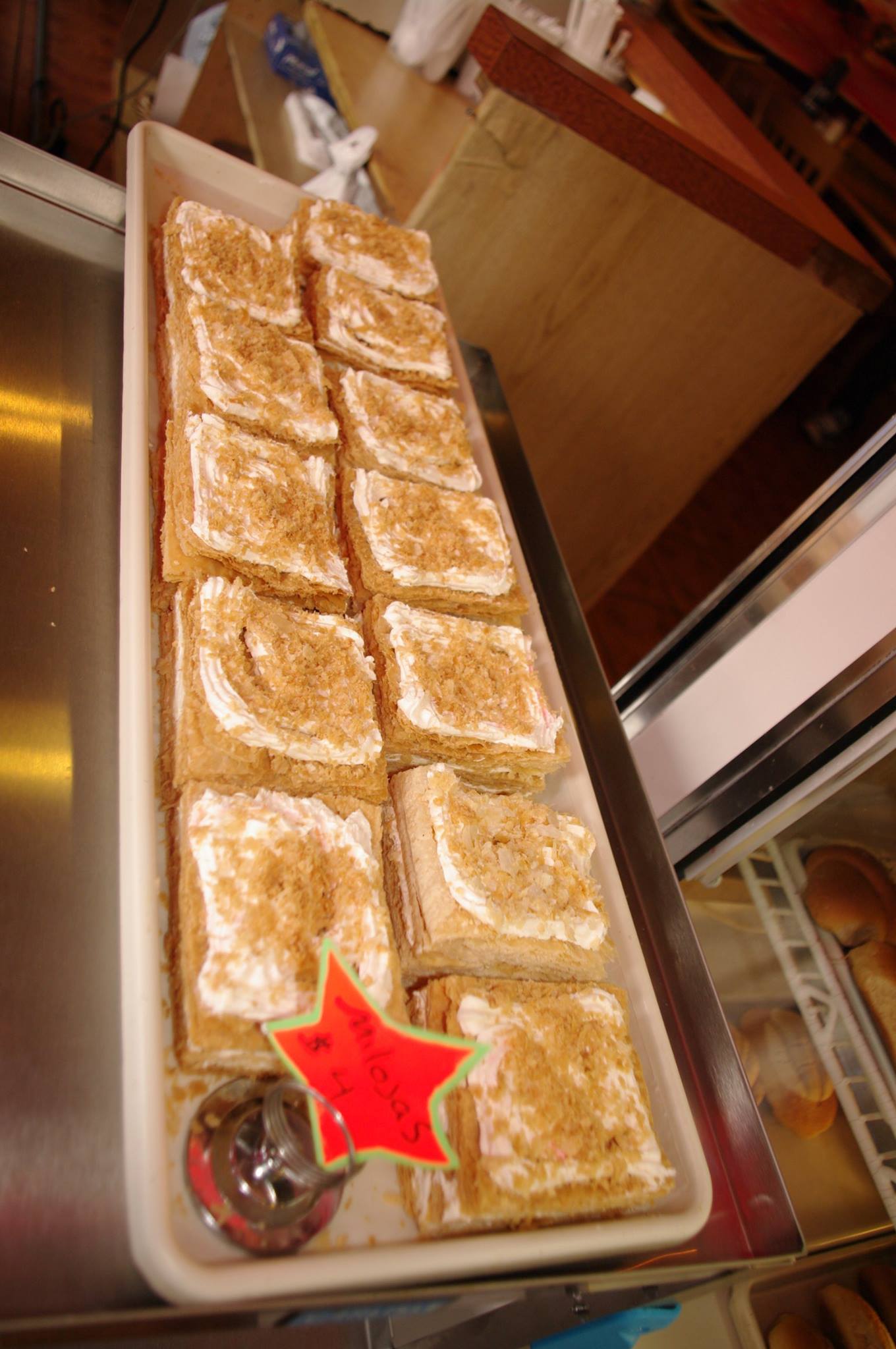 A tray of desserts with a red star on it