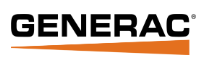 A black and orange logo for generac on a white background.