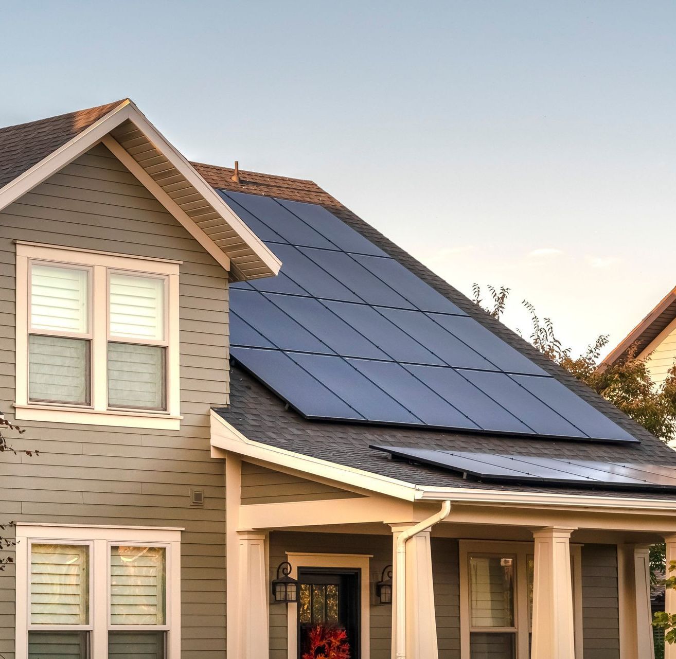 A house with solar panels on the roof
