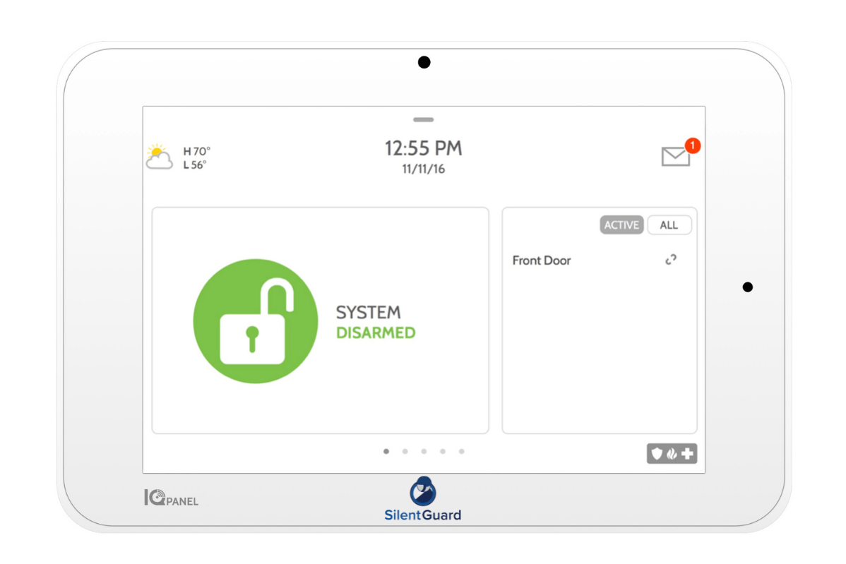 A white tablet with a green padlock on the screen.