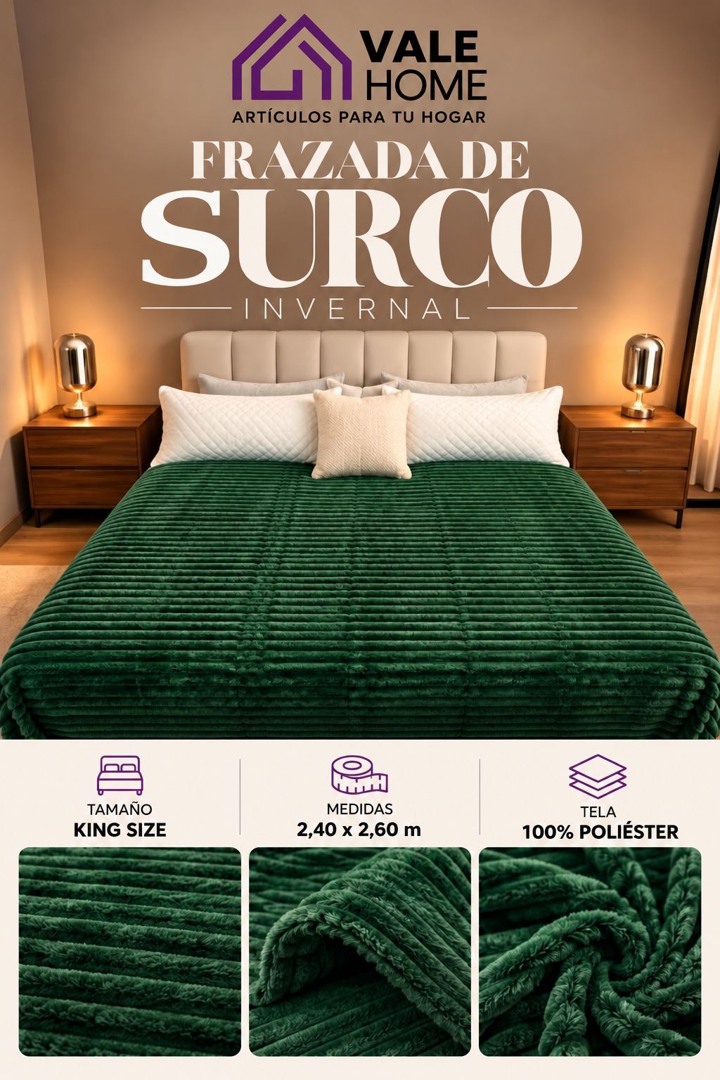 FRAZADA INVERNAL KING SIZE SURCO