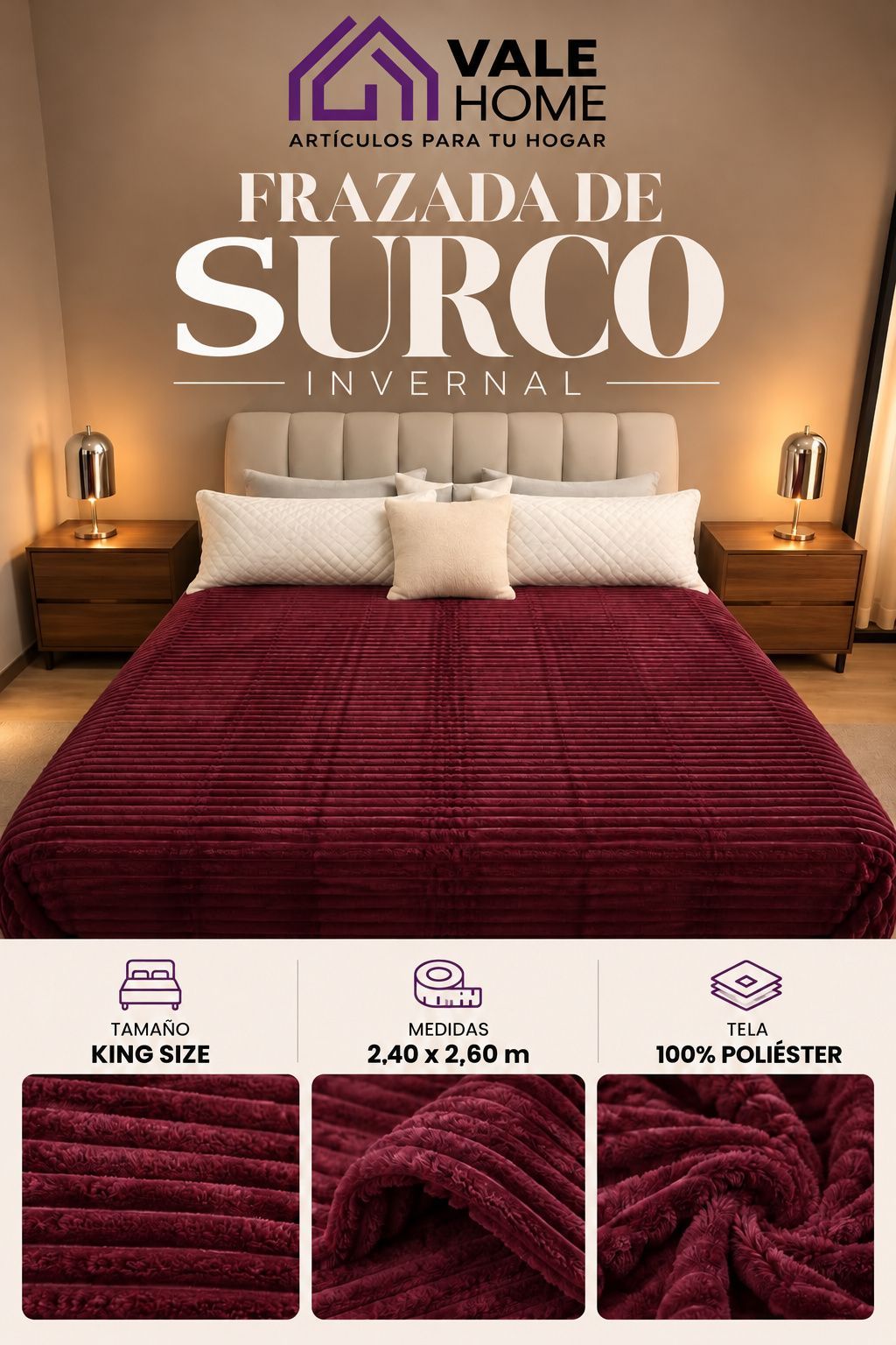 FRAZADA INVERNAL KING SIZE SURCO