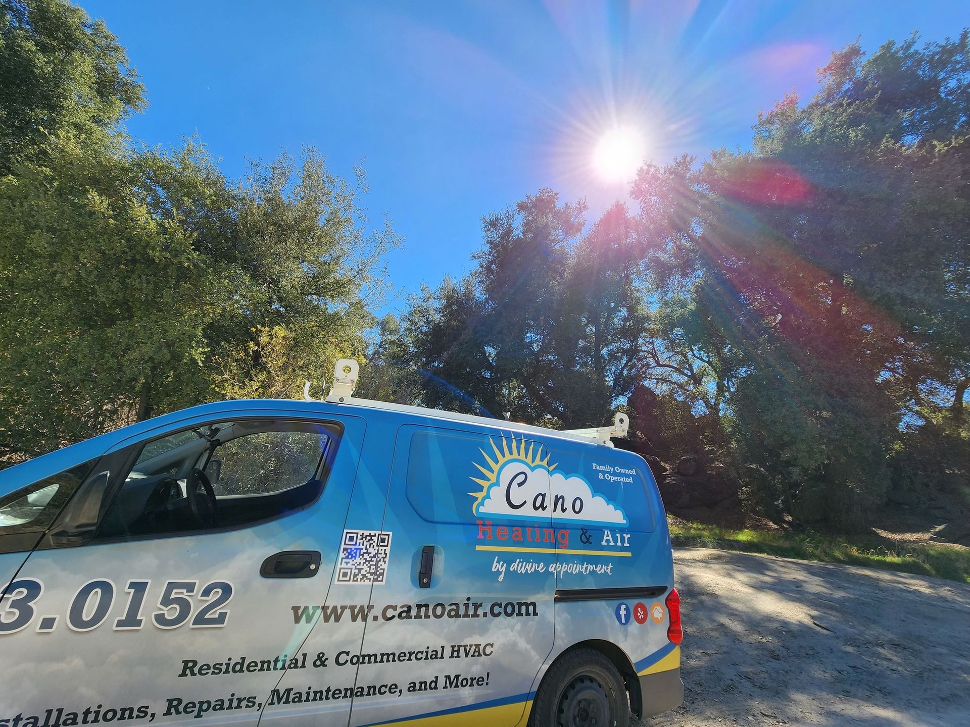 A blue service van with 