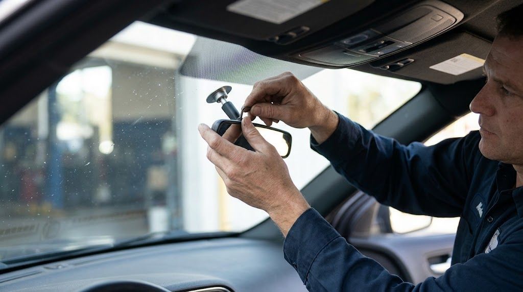 Professional rear view mirror installation