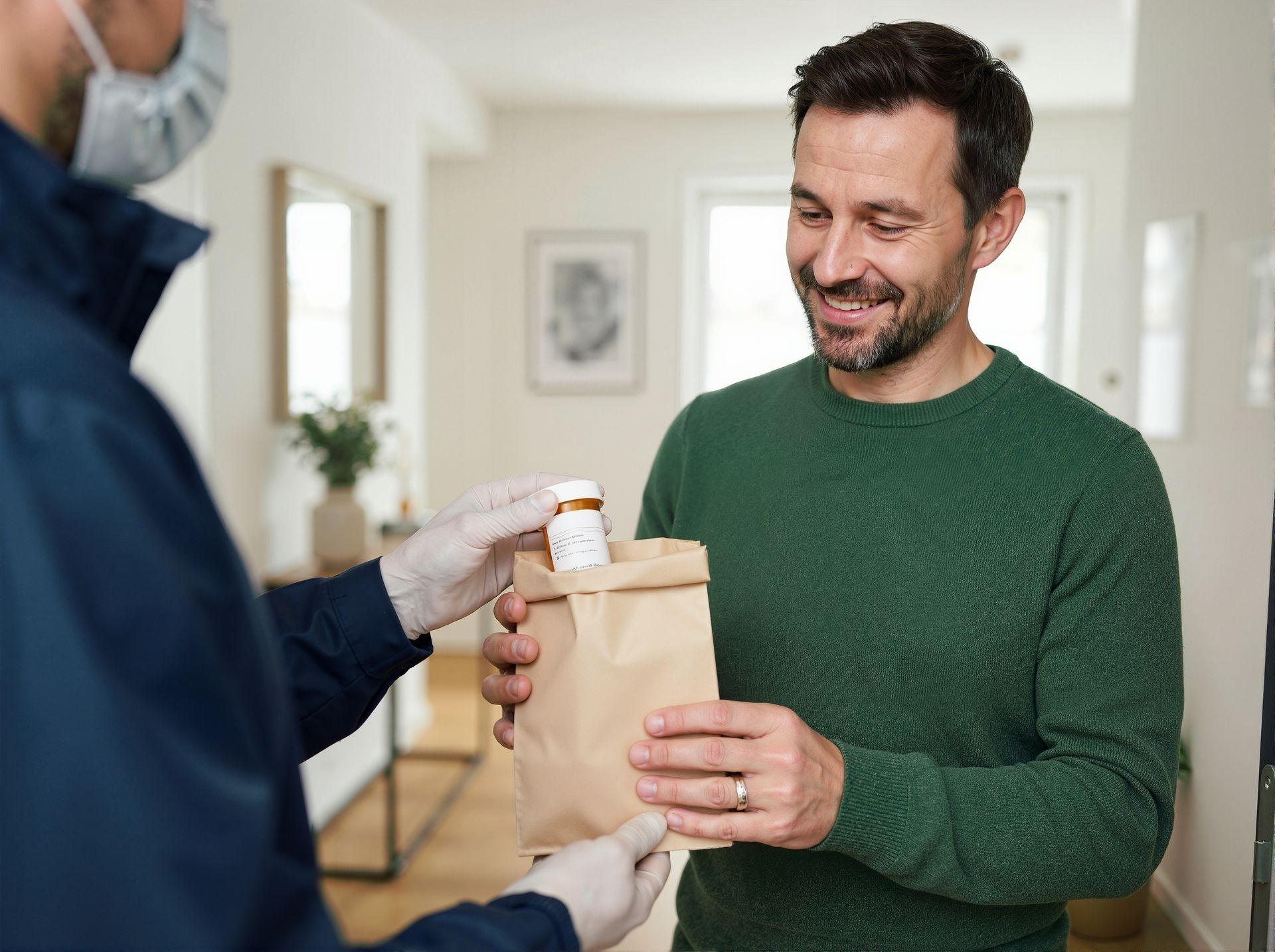 Pharmacy delivery service prescription package.