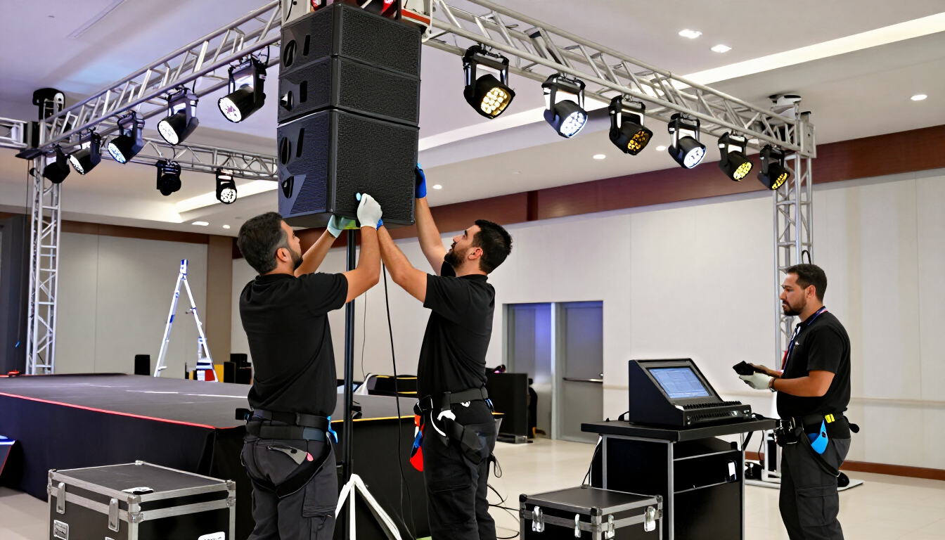 Montaje profesional de audio e iluminación para eventos