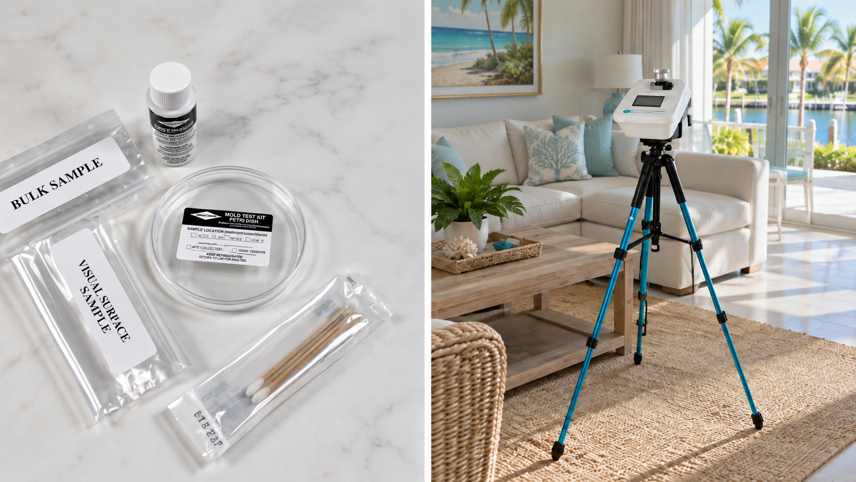Home mold test kit compared with professional mold testing