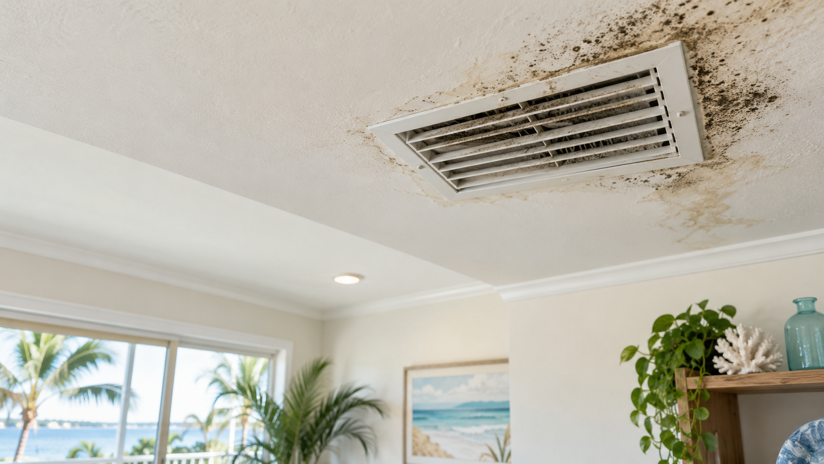 Mold and staining around an AC vent