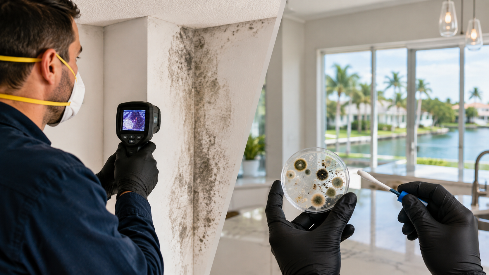 Mold inspection and mold testing in a South Florida home.