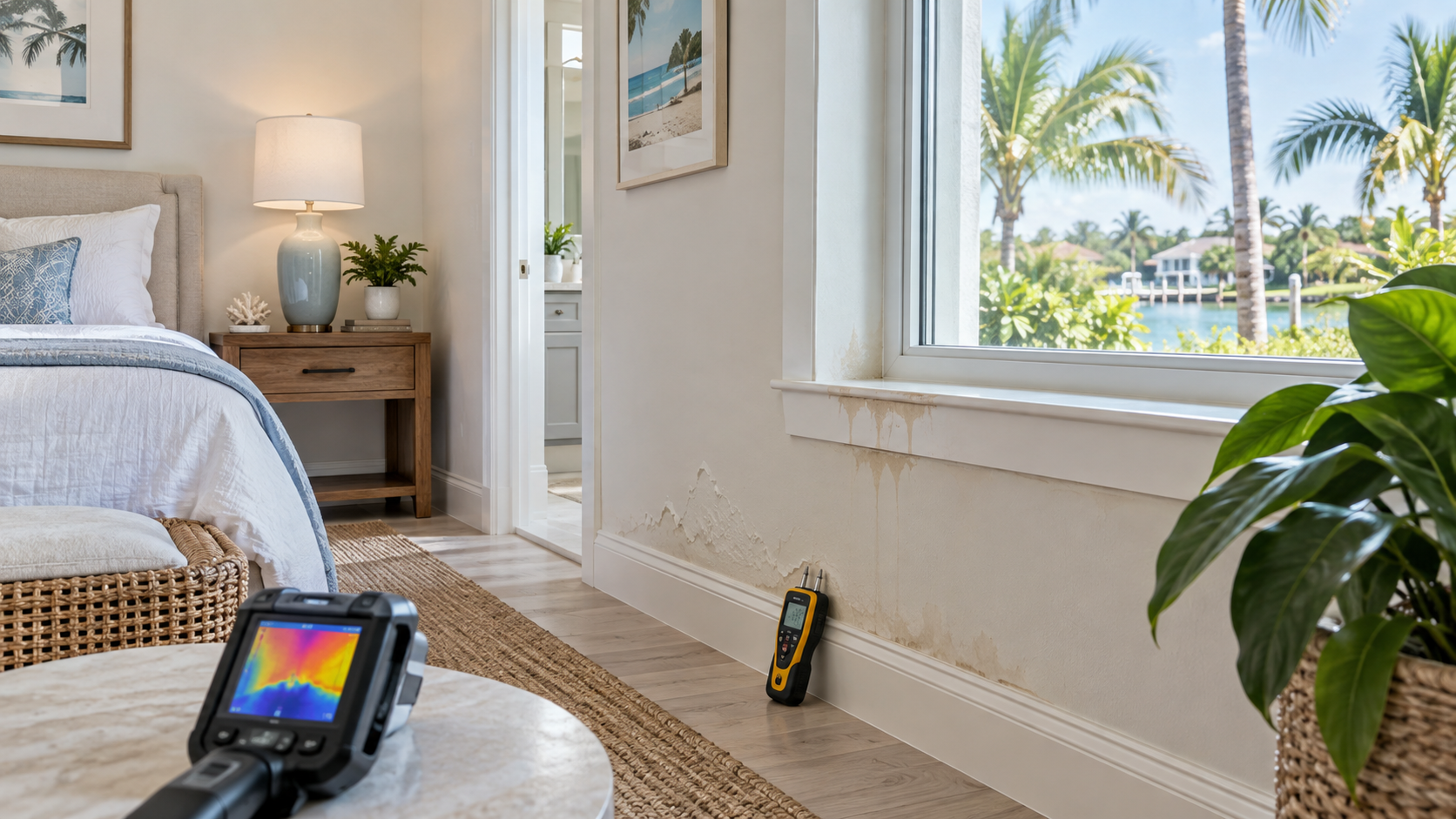 Hidden moisture inspection in a South Florida home