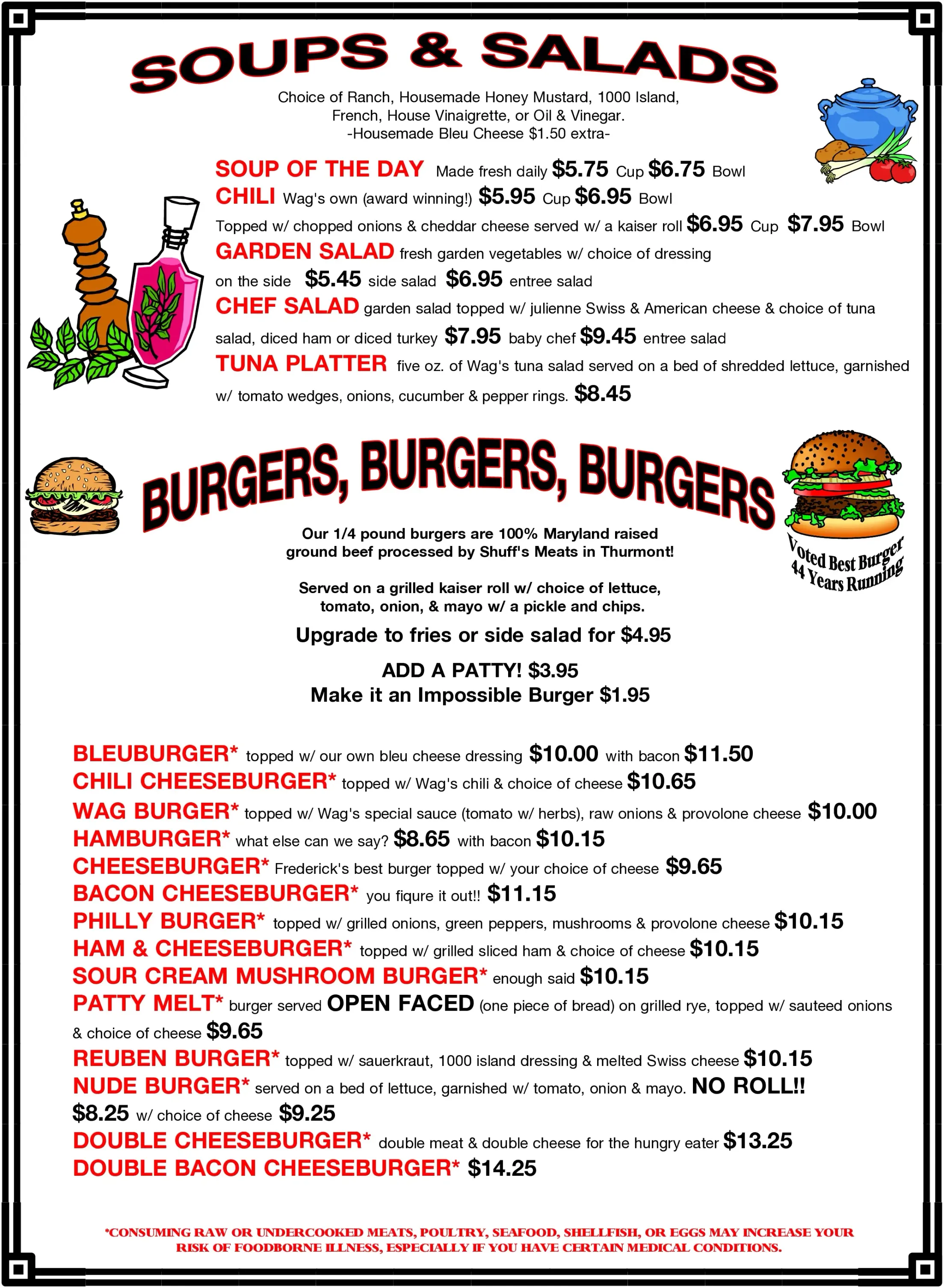 soups salads burger menu