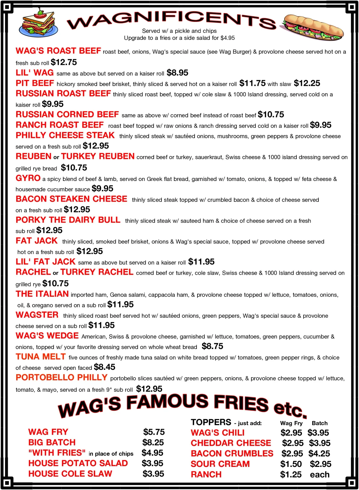 wagnificents menu