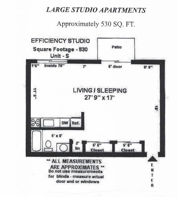530 sqft studio