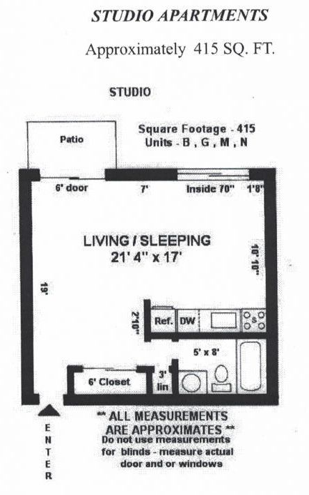 415 sqft studio