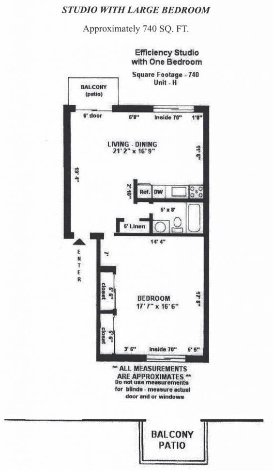 740 sqft studio