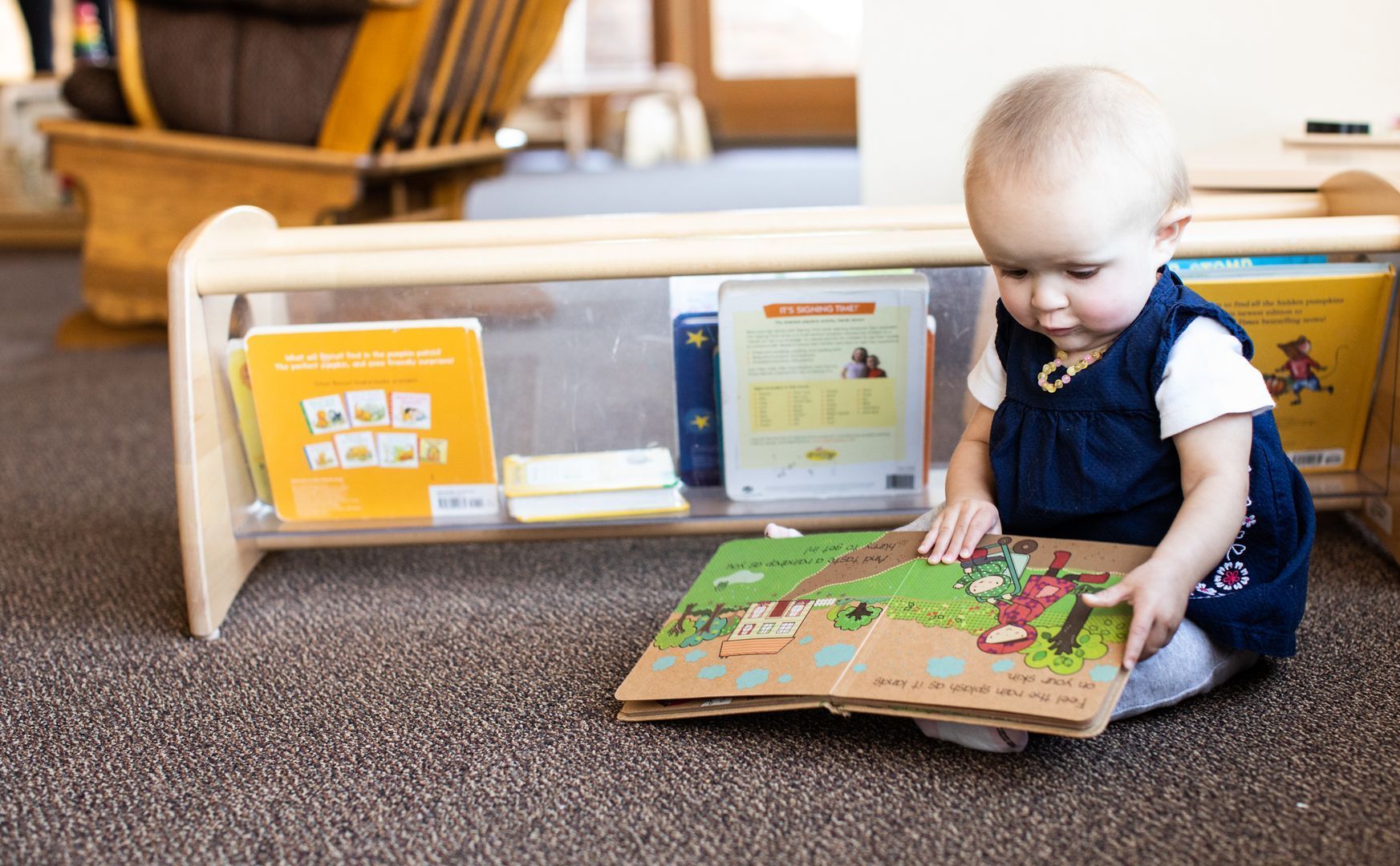 Montessori infant seating in a cart
