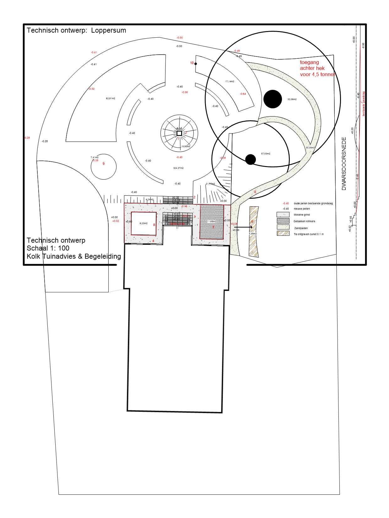 tuinplan voortuin in Loppersum met trappartij KTK Kolk Tuinontwerp en Groenadvies