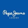 The logo for pepe jeans london is on a blue background.