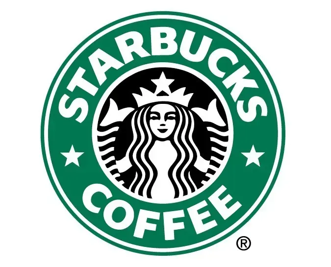 A starbucks coffee logo with a woman in a crown