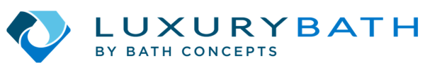 Luxury Bath by Bath Concepts logo in blue and gray text with a blue droplet icon