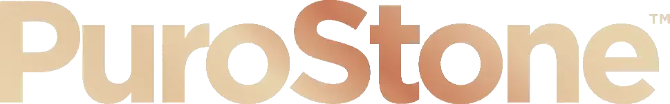 PuroStone logo in beige and orange text on a white background