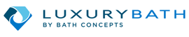 Luxury Bath by Bath Concepts logo in blue and gray with diamond icon