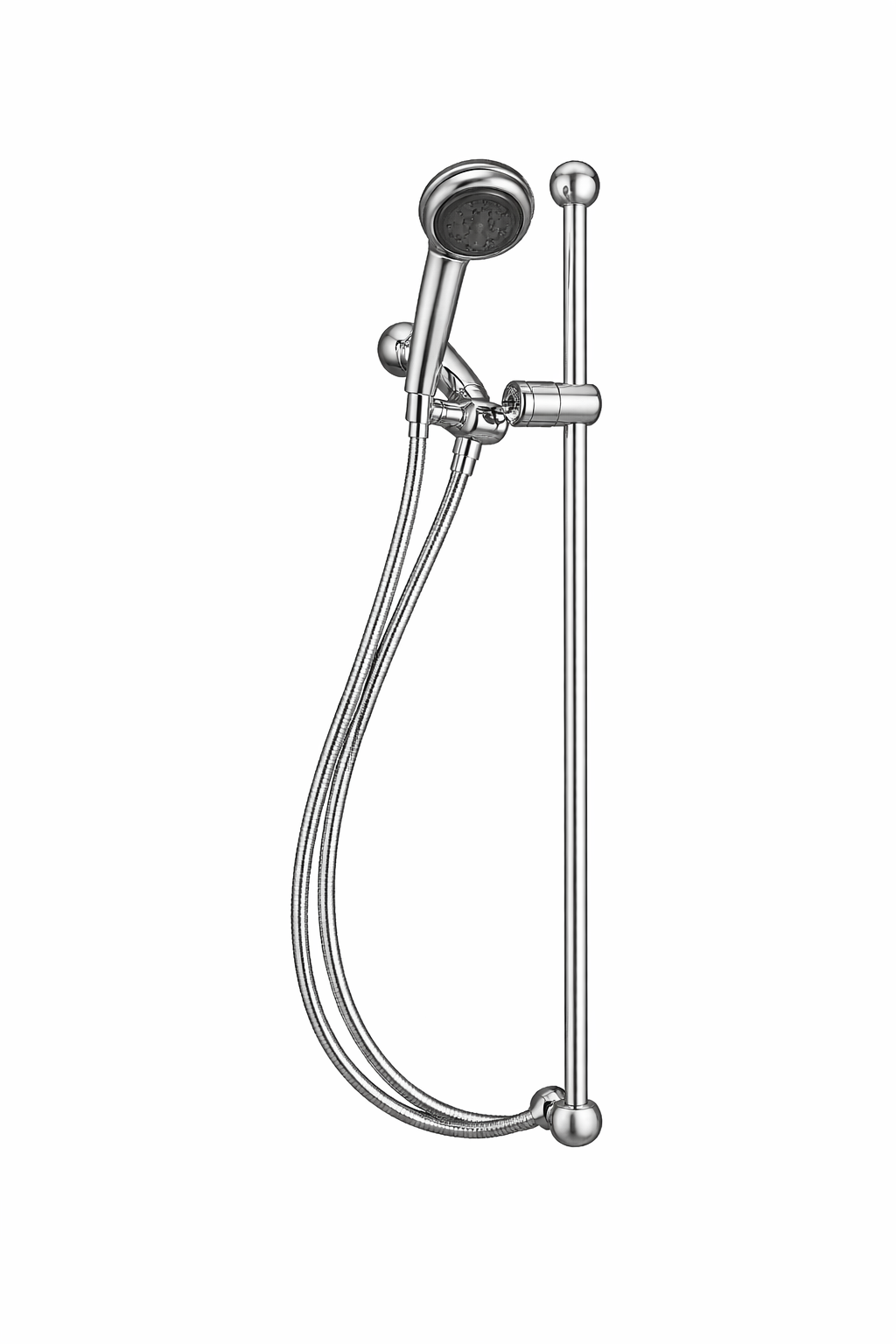 Black-and-white drawing of a hanging stethoscope-like medical instrument with a long tube and clamp.