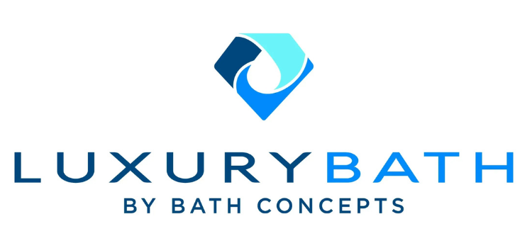 Luxury Bath by Bath Concepts logo in blue and black on a white background