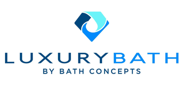 Luxury Bath by Bath Concepts logo with blue geometric icon and navy text