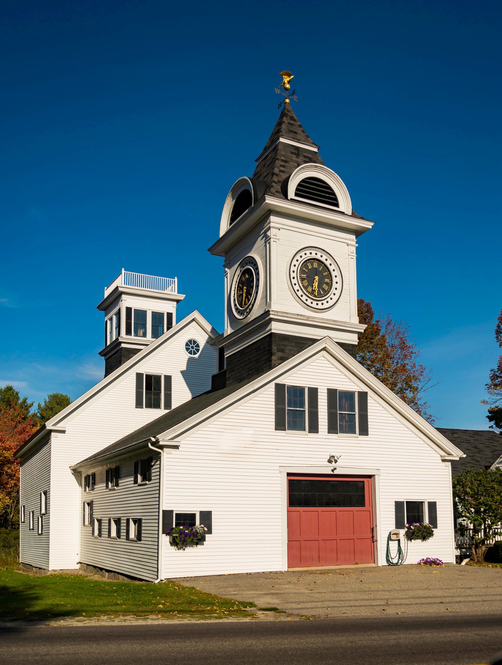 New England clock house in Kennebunk Maine, United States