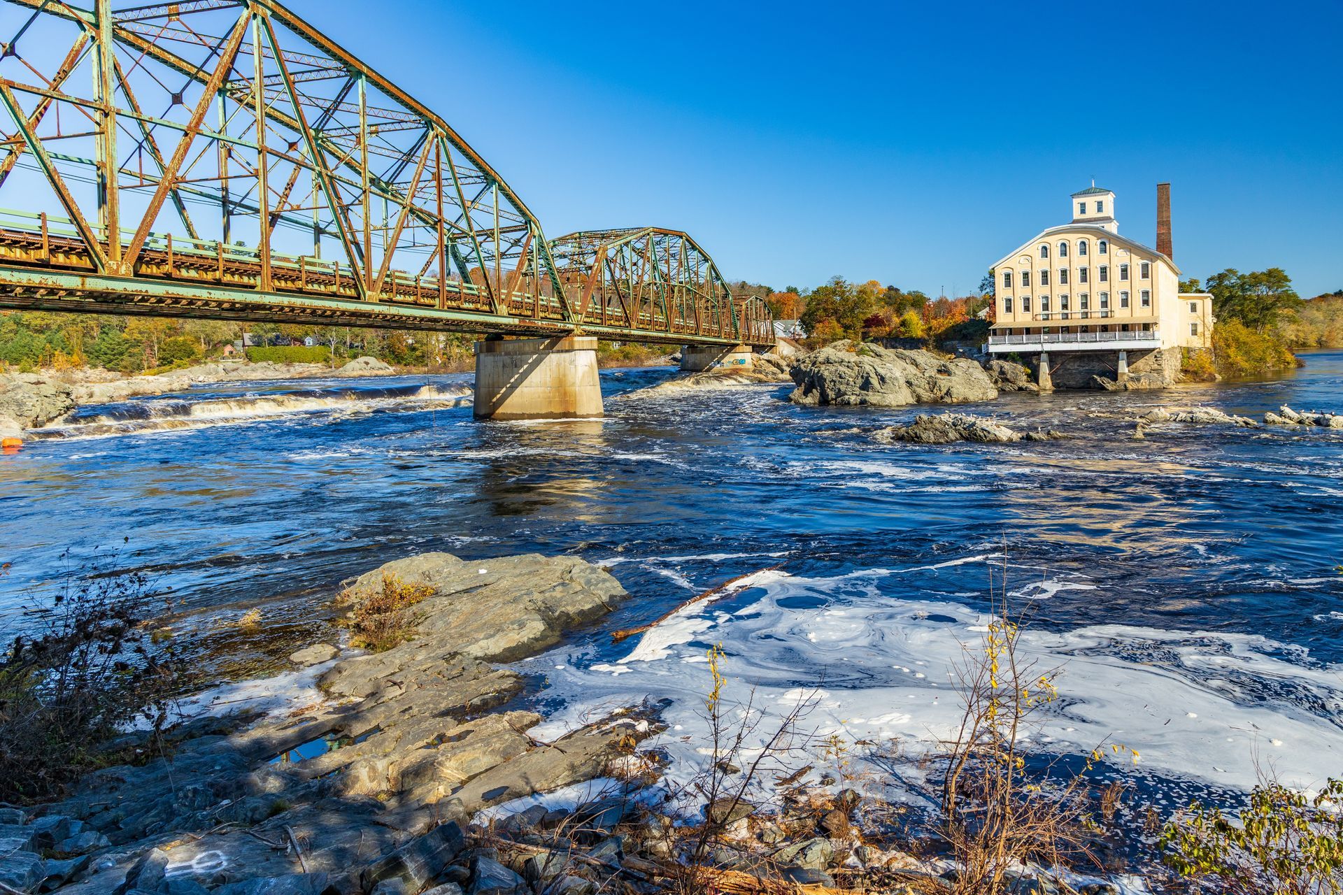 Maine Topsham Androscoggin River Brunswick Topsham Bridge