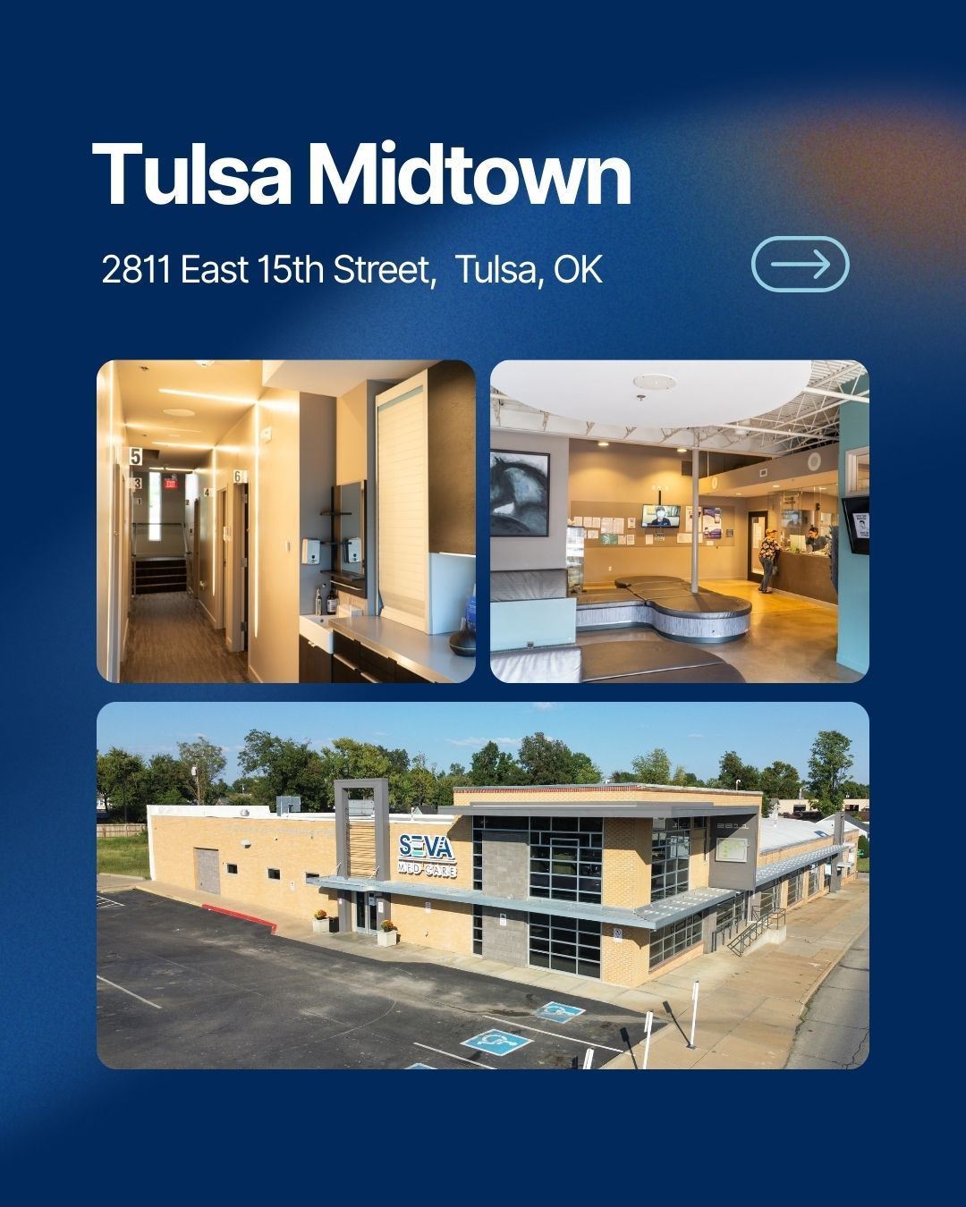 Tulsa Midtown building listing with interior and exterior photos, labeled 2811 East 15th Street, Tulsa, OK