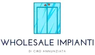 Logo con un’icona blu di un ascensore e la dicitura “WHOLESALE IMPIANTI” con “DI CIOA ANNUNZIATA” sotto