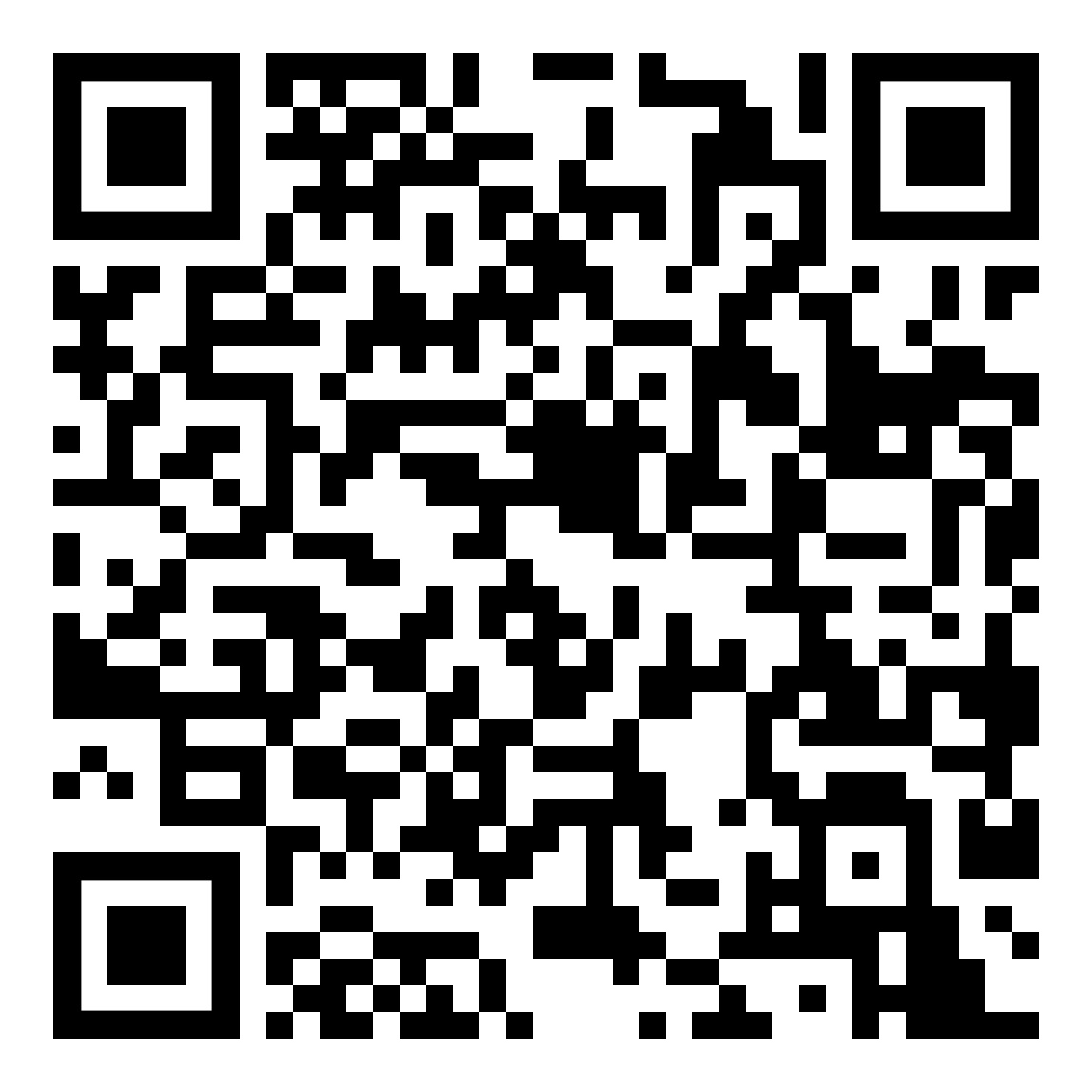 QR code with black and white squares.