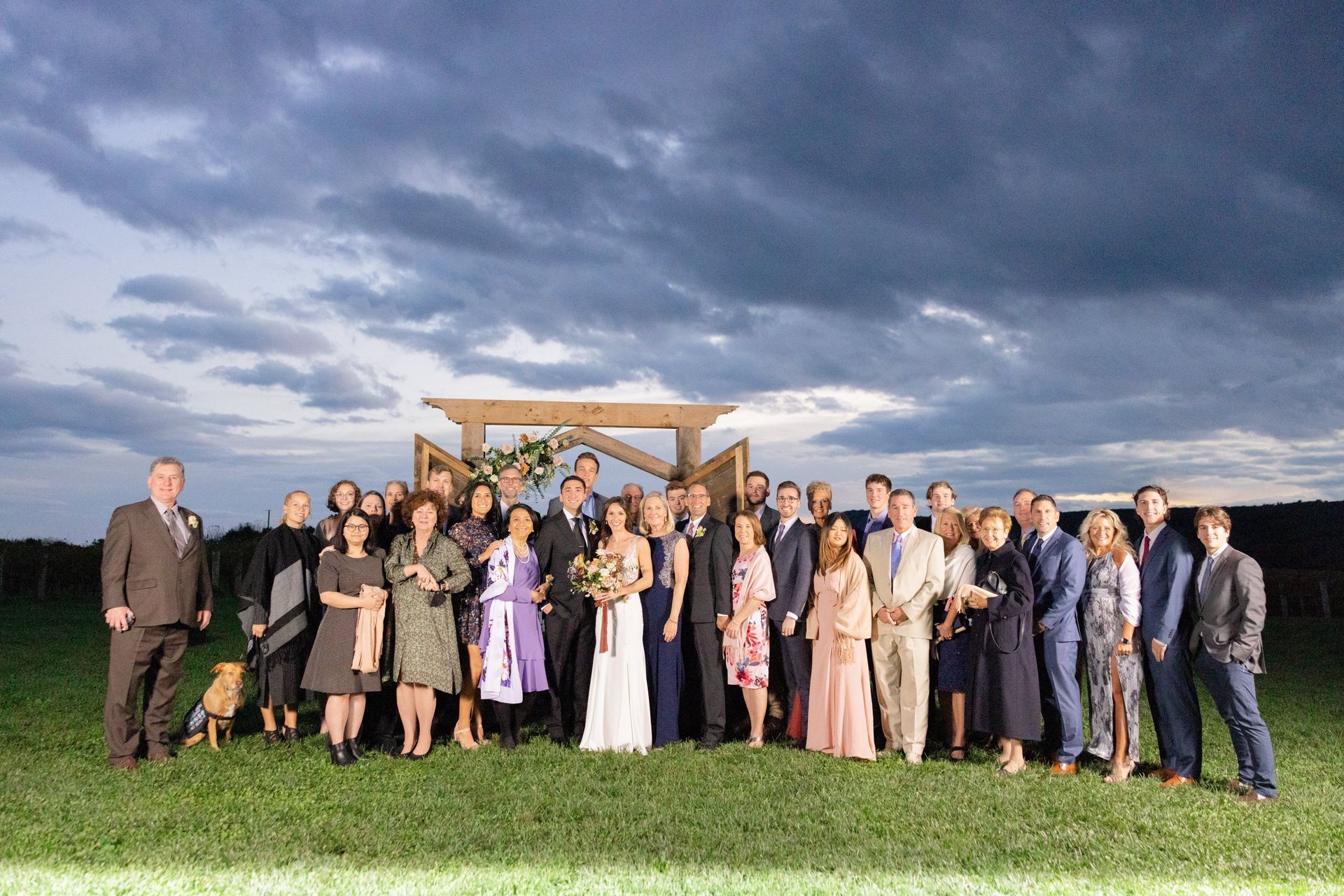 A family at a wedding ceremony. 